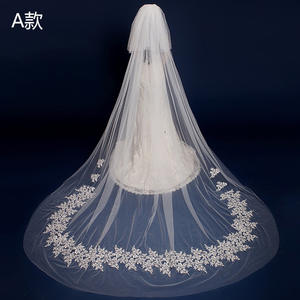 S2912F <span class=keywords><strong>2022</strong></span> Vente en gros Dentelle Longueur personnalisable Joli voile de mariée blanc long pour mariage et fête - Product Image 6
