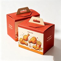 Boîte en carton pour restauration rapide, prix de gros, emballage pour poulet frit, vente chaude, boîtes à popcorn à emporter avec poignée, boîte à emporter