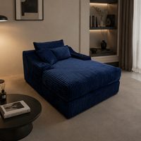 Canapé modulable moderne en velours côtelé avec chaise longue et sommier à ressorts pour bureau et salon