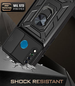 <span class=keywords><strong>Coque</strong></span> arrière de haute qualité en PC + TPU pour <span class=keywords><strong>Huawei</strong></span> <span class=keywords><strong>P30</strong></span> <span class=keywords><strong>Lite</strong></span> avec béquille et cache-caméra coulissant, et aimant en fer. - Product Image 2