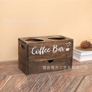 Coffee Bean <b>Storage</b> <b>Box</b> Wooden Desk Organizer With <b>Drawer</b> Coffee Bar Design Rectangle Shape Adjustable For Home Office Use - Product Image 4