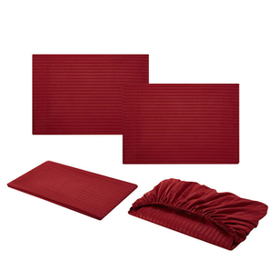 Haute qualité 100% rouge coton drap <span class=keywords><strong>de</strong></span> <span class=keywords><strong>lit</strong></span> couverture et taie d'oreiller ensemble lin teint uni pour hôtel ou maison drap plat <span class=keywords><strong>jetable</strong></span> - Product Image 5