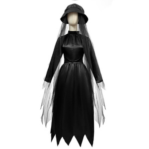 In Stock Black Devil Halloween Costume Includes Sexy Cape & Wizard Hat