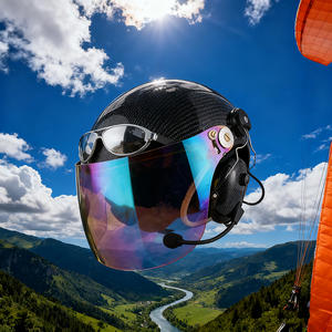 Hàng không sợi <span class=keywords><strong>carbon</strong></span> Mũ bảo hiểm Tai nghe cho dù lượn/<span class=keywords><strong>paramotor</strong></span>/skydive - Product Image 4