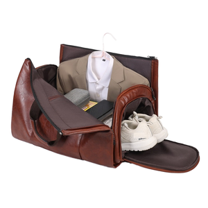 Sac de voyage en cuir PU pour costumes, avec compartiment à chaussures, sac de sport personnalisé pour le rangement de vêtements, sac de nuit et sac de voyage pour costumes avec cintre - Product Image 1