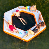 Lit de plate-forme d'île flottante gonflable avec dock flottant gonflable grande chaise longue gonflable/canapé
