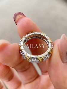 Schmuck Labor-Gezüchteter Diamant Platin 18K Massivgold Zweifarbig Breit mit Rundem Brillantschliff Modische Ringe - Product Image 4