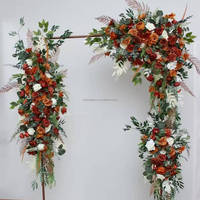 Décoration Florale de Mariage Luxe Bohème Terracotta Rouille Soie Vente en Gros Guirlande d'Angle pour Arche de Mariage