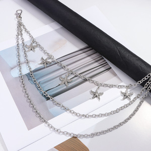 Cadena de Pantalones de Metal de Tres Capas con Diseño de Estrella de Mar, Accesorio Unisex de Hip Hop, Joyería Desmontable de Aleación de Zinc - Product Image 2