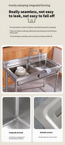 حوض تجاري سميك ، محطة غسيل مطعم مطبخ ، وعاء مزدوج واحد - Product Image 6