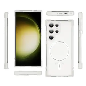 DIY Transparent Antichoc PC Couverture de Téléphone Magnétique Personnalisable Mobile Phone Case pour Samsung S23 Ultra