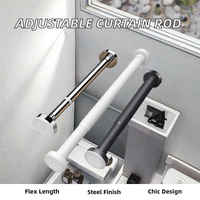 Tringle à rideau moderne en métal réglable en acier inoxydable pour salle de bain, douche, décoration intérieure, sans perçage, DIY
