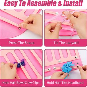 Support mural en feutre pour nœuds à cheveux, organisateur de nœuds pour bébés, rangement et présentation d'accessoires capillaires, robuste avec corde - Product Image 4