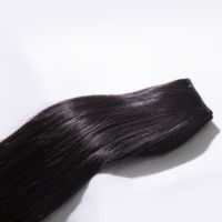 Extensions de cheveux humains noirs soyeux et lisses, à cuticules alignées, double trame, pour ajouter du volume et de la longueur