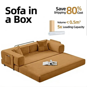 Ensemble canapé-lit d'appoint modulaire compressé sous vide, en velours côtelé 32D, matelas <span class=keywords><strong>futon</strong></span> de sol tatami avec rembourrage en éponge, portable pour la nuit - Product Image 1