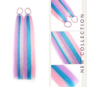 Extension per Coda di Cavallo <span class=keywords><strong>Viola</strong></span>/Blu/Rosa con Tinsel, Accessori per <span class=keywords><strong>Capelli</strong></span> Sintetici per Ragazze, 20 Pollici - Product Image 3