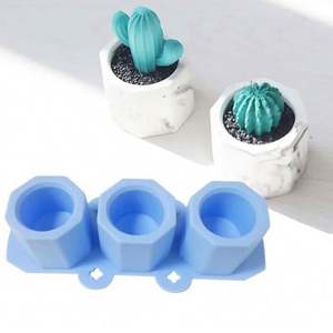 I-0010 DIY Moule en silicone à 3 trous, rond, géométrique, polygonal, pour pot de fleurs, vase, cactus, maison et jardin, style américain - Product Image 4