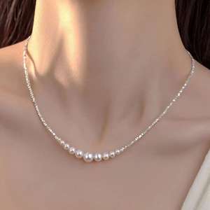 Collier en argent et perles, luxe haut de gamme français, un cadeau de la Saint-Valentin pour votre petite amie ou votre meilleure amie. - Product Image 5