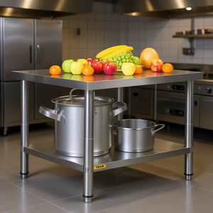 โต๊ะเตรียมอาหารสแตนเลส Vevor ขนาด 36 x 24 นิ้ว ขาปรับระดับได้ สำหรับครัวเชิงพาณิชย์ โต๊ะทำงานโลหะแบบหนาพิเศษ - Product Image 2