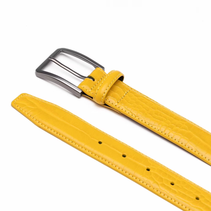 Cinturón Casual de Cuero Vacuno Rojo con Hebilla Rectangular de Acero, Diseño Sólido de una Sola Pieza, 100% Cuero Genuino - Product Image 6