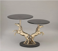 Table basse réglable Azora Industries Majestic Stallion Horse Design, style moderne antique, en verre flotté transparent de 10 mm, mobilier de maison