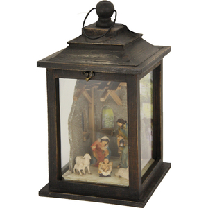 Lanterne de Noël LED avec la Sainte Famille et des moutons, 22x22x39,6 cm, décorations de Noël (9006935277241) - Product Image 1