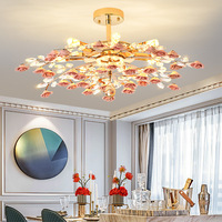 Lustres et lampes suspendues en céramique cristalline rose, chaleureux et romantique, luminaire de plafond pour mariage, décoration intérieure