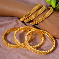 Gelang Wanita Model Fashion, Warna Emas 14K, Perhiasan Dubai, Gelang Bunga, Merek Desainer Afrika, Perhiasan Ethiopia Hawaii