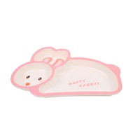 Assiette pour enfants en mélamine de qualité alimentaire, motif lapin rose mignon, sans goût, vaisselle pour enfants