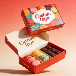 Boîtes d'emballage pour plateaux à biscuits, macarons, chocolats personnalisés, présentoirs à <span class=keywords><strong>pâtisserie</strong></span> en papier avec couvercle, design multi-compartiments, séparateurs - Product Image 2