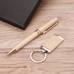 Entreprise Entreprise Usine Personnel Réunion Bureau <span class=keywords><strong>D</strong></span>'affaires Giveaway Bambou Porte-clés Stylo À Bille Ensemble - Product Image 2