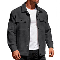 Nouvelle veste bomber décontractée pour homme en jacquard à carreaux pour l'automne/hiver, 100% polyester, avec col à revers, poches zippées, boutonnée