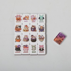 Jeu de société de Mahjong américain en acrylique à double couche avec impression intérieure, thème Halloween Chibi Cat, collection de festival, cadeau - Product Image 3