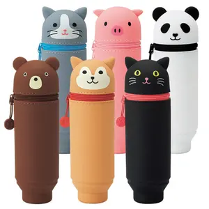 Animal Large Capacity Stand Pop Up Kids Zipper Pencil Case Pouch Stationery Bag Standing Cute Pencil Case for Kids and Adults