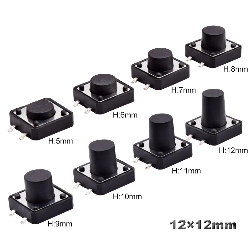 Leiterplatte normaler weise geschlossen Elektrischer Momentan Vertikaler taktiler Drucksc halter EIN AUS Taktsc halter SMD SMT 12 X12mm 4-polig