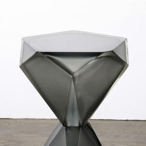 Luxury Faceted Geometric Metal Side <b>Table</b> - Diamond Shape Accent Modern Geometric Contemporary <b>Table</b> Coffee <b>Tables</b> - Product Image 3