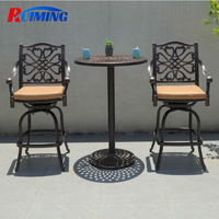 Table de bar et chaises hautes en aluminium pour l'extérieur, ensemble de tabourets pivotants en aluminium moulé, meubles de jardin pour cour