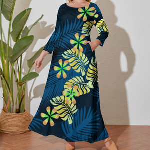 <span class=keywords><strong>Abito</strong></span> taglie forti con stampa rossa in stile tropicale hawiano e maniche lunghe - Product Image 4