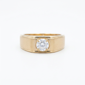 Bague pour homme en argent 925 avec diamant de laboratoire 1 carat CVD taille brillant rond certifié IGI, luxe provenant d'un grossiste indien - Product Image 1