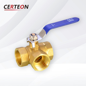 黄铜三通球阀 T L型 全通径 内螺纹接口 1/4至3/4英寸 适用于水油气流量控制用球阀 - Product Image 5