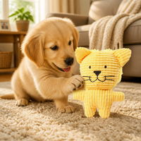 Jouet en peluche couineur Lion en velours côtelé pour animaux de compagnie, jouet à mâcher avec crinière moelleuse et visage brodé, léger 75g OEM