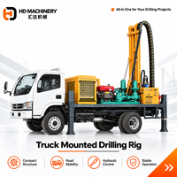 Machine de forage automatique autopropulsée montée sur camion pour puits d'eau profonds de 300 m, moteur diesel 78 kW, modèle HD