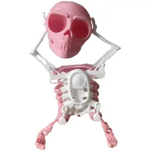 Tiktok Halloween hộp sọ màu hồng Bộ Xương Nhảy Múa đồ chơi 3D in lắc đầu khắc cát mới lạ & mục bịt miệng giống như bản gốc