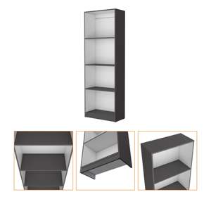 DB Zachary Matt Gray & <b>White</b> Tiered Bookcase Storage <b>Shelves</b> - Product Image 6