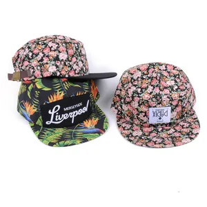 Pemasok Desain Topi Cetak Penuh Unisex Gorra Topi 5 Panel Kustom Bunga