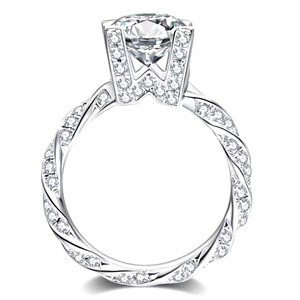 Anello con Micro Pavé a Gambo Intrecciato per Donne, Elegante Gioiello Scintillante alla Moda - Product Image 1