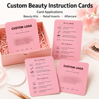 Cartes d'instructions personnalisées pour produits de beauté, cartes guide en papier mat épais pour l'emballage de faux cils sous marque privée