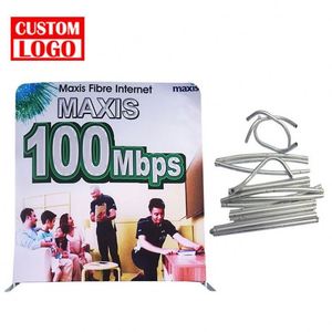 Premium Foldable Pop up Banner <b>Stand</b> 10X8Ft Custom Straight Foldable Curved Tension Fabric Media Wall Display - Product Image 1