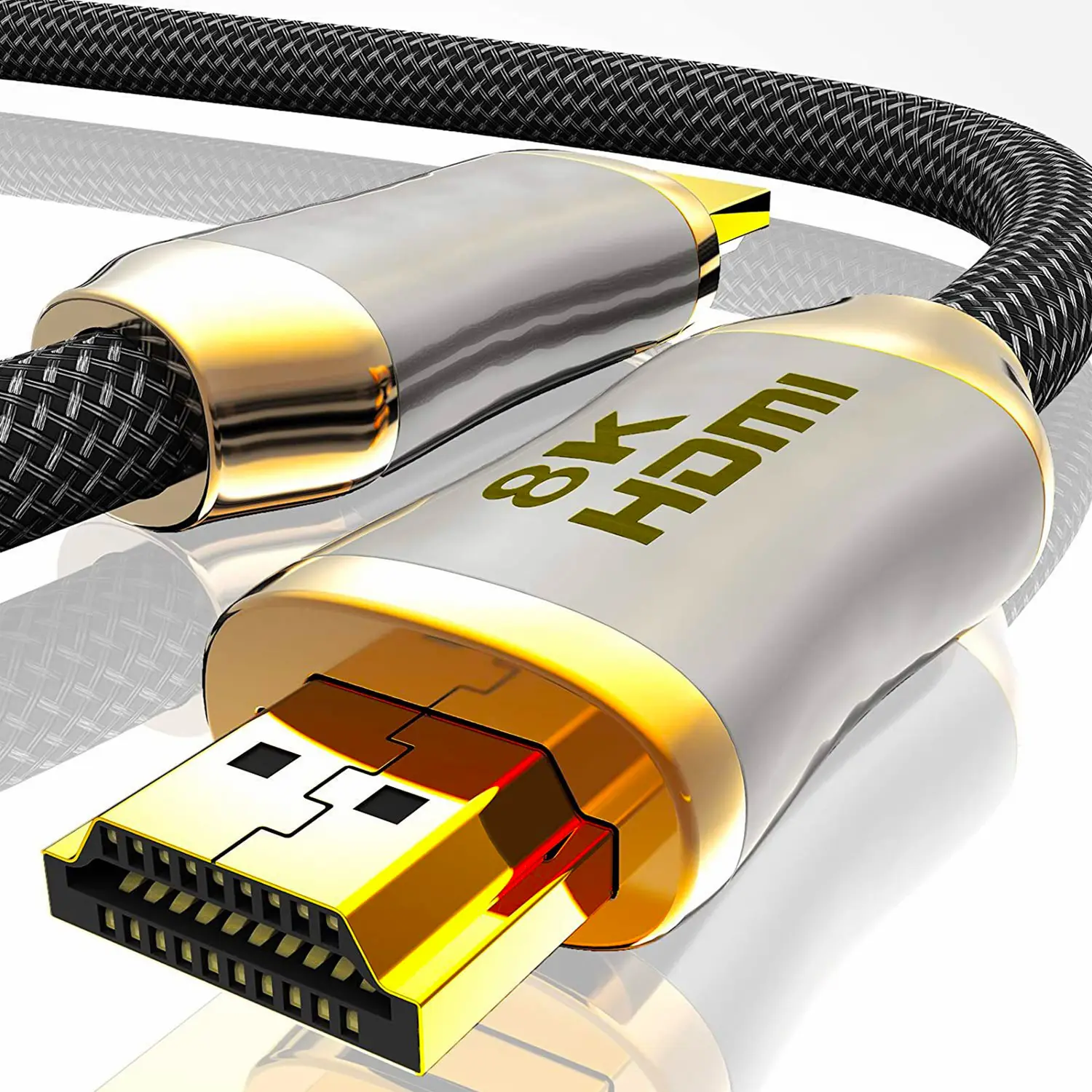 High Speed HDMI 2.1 Cable Braided Premium HDMI Video Cable 8K 60Hz Gold Plated Kabel Cable