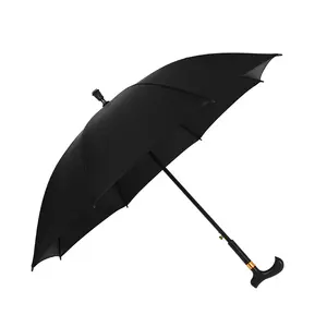 مظلة هدية جديدة أوتوماتيكية طويلة بمقبض 23 بوصة مزدوجة العظم باللون الأسود والغراء مظلة قصب مبتكرة مظلة للشمس والمطر